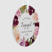 私たちの初めてのクリスマス婚約したプラムフローラ写真 オーナメント (正面)