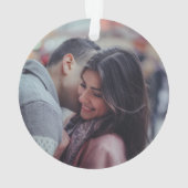 私たちの初めてのクリスマス婚約したプラムフローラ写真 オーナメント (裏面)