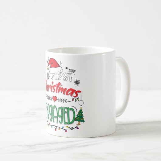 私たちの初めてのクリスマス婚約したマッチングカップル コーヒーマグカップ (正面右)