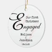 私たちの初めてのクリスマス婚約したミニマエレガントリスト セラミックオーナメント (左)