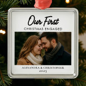 私たちの初めてのクリスマス婚約したミニマルモダン メタルオーナメント