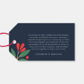 私たちの初めてのクリスマス婚約したモダンの葉写真 ギフトタグ (裏面横)