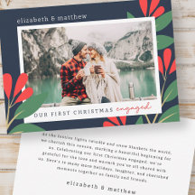 私たちの初めてのクリスマス婚約したモダンの葉写真