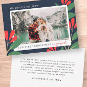 私たちの初めてのクリスマス婚約したモダンの葉写真 シーズンカード