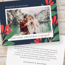 私たちの初めてのクリスマス婚約したモダンの葉写真