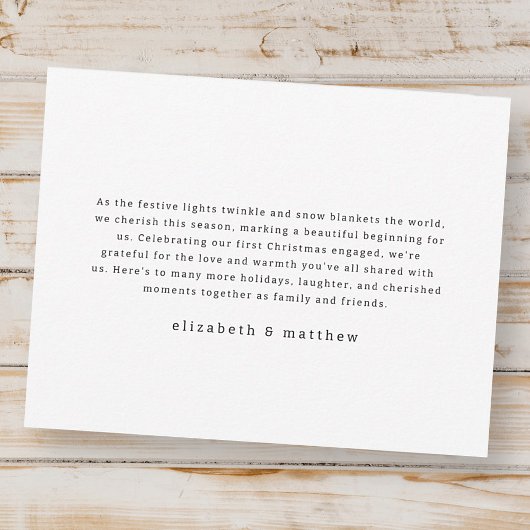 私たちの初めてのクリスマス婚約したモダンの葉写真 ノートカード