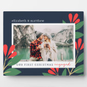 私たちの初めてのクリスマス婚約したモダンの葉写真 フォトプラーク (正面)