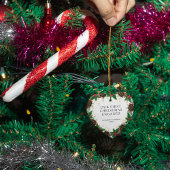 私たちの初めてのクリスマス婚約したリースパイン写真 セラミックオーナメント