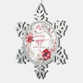 私たちの初めてのクリスマス婚約したリース スノーフレークピューターオーナメント (右)