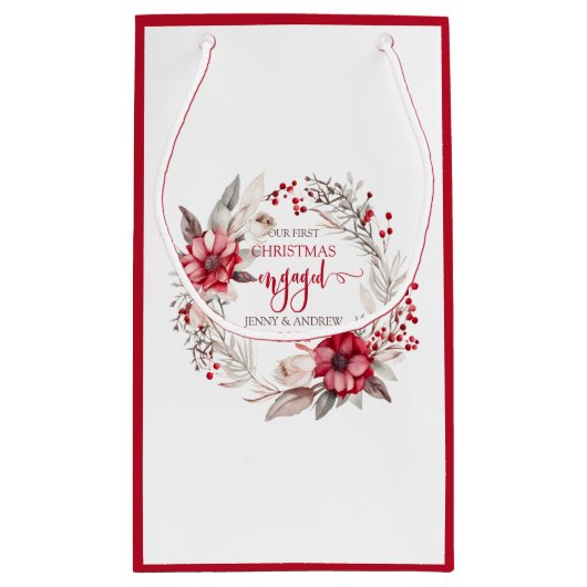 私たちの初めてのクリスマス婚約したリース スモールペーパーバッグ (裏面)