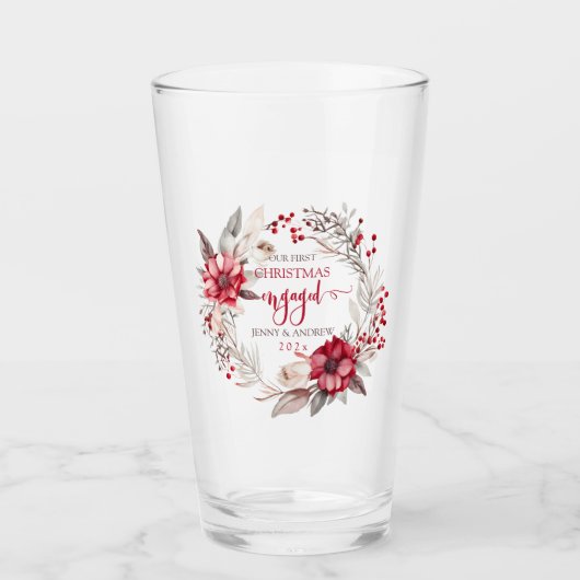 私たちの初めてのクリスマス婚約したリース タンブラーグラス (正面)