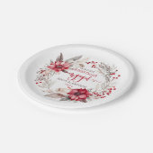 私たちの初めてのクリスマス婚約したリース ペーパープレート (アングル)