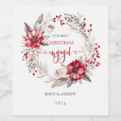 私たちの初めてのクリスマス婚約したリース ワインラベル (シングルラベル)