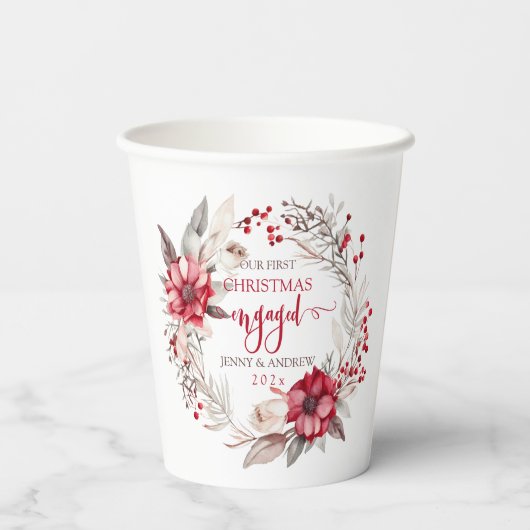 私たちの初めてのクリスマス婚約したリース 紙コップ (裏面)