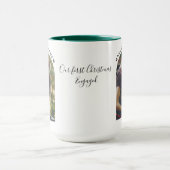 私たちの初めてのクリスマス婚約した写真カスタム マグカップ (中央)