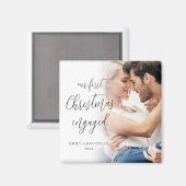 私たちの初めてのクリスマス婚約した写真名Keepsake マグネット (正面/裏面)