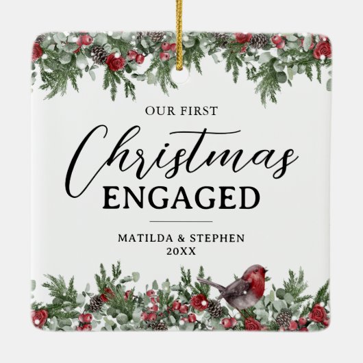 私たちの初めてのクリスマス婚約した形見 セラミックオーナメント (裏面)