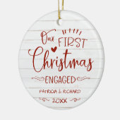 私たちの初めてのクリスマス婚約した素朴ファームハウス セラミックオーナメント (左)