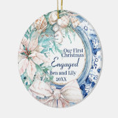 私たちの初めてのクリスマス婚約した結婚したリース セラミックオーナメント (左)