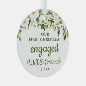 私たちの初めてのクリスマス婚約ペア ガラスオーナメント (正面右)