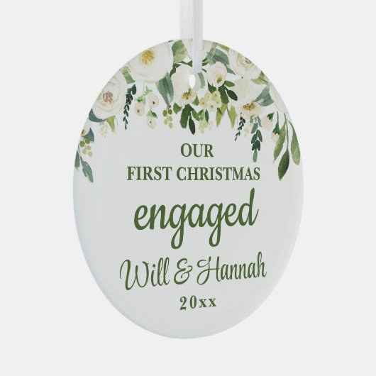 私たちの初めてのクリスマス婚約ペア ガラスオーナメント (正面右)