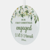 私たちの初めてのクリスマス婚約ペア ガラスオーナメント (正面左)