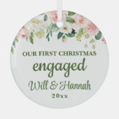 私たちの初めてのクリスマス婚約ペア ガラスオーナメント (正面)