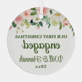 私たちの初めてのクリスマス婚約ペア ガラスオーナメント (裏面)