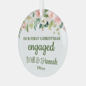 私たちの初めてのクリスマス婚約ペア ガラスオーナメント (正面左)