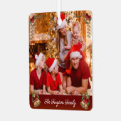 私たちの初めてのクリスマス家族の写真モダン メタルオーナメント (正面左)