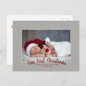 私たちの初めてのクリスマス家族の写真 シーズンポストカード (正面/裏面)