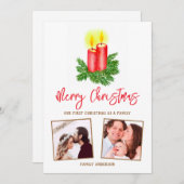 私たちの初めてのクリスマス家族、カスタム写真 シーズンカード (正面/裏面)