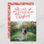 私たちの初めてのクリスマス手入力の新しい写真 シーズンカード (正面/裏面)