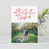 私たちの初めてのクリスマス手入力の新しい写真 シーズンカード (スタンド正面)