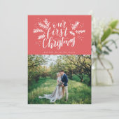 私たちの初めてのクリスマス手入力の新しい写真 シーズンカード (スタンド正面)