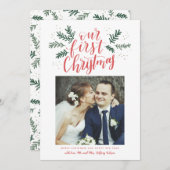 私たちの初めてのクリスマス手入力の新しい写真 シーズンカード (正面/裏面)