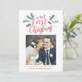 私たちの初めてのクリスマス手入力の新しい写真 シーズンカード (スタンド正面)