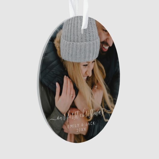 私たちの初めてのクリスマス手書写真 オーナメント (正面)
