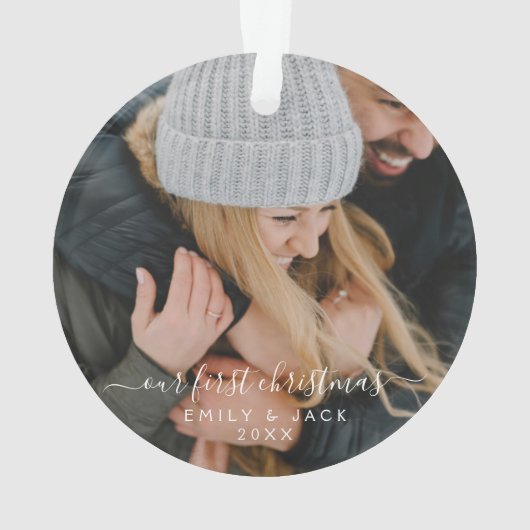 私たちの初めてのクリスマス手書写真 オーナメント (裏面)
