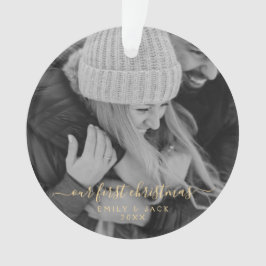 私たちの初めてのクリスマス手書写真 オーナメント