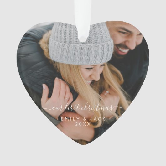 私たちの初めてのクリスマス手書写真 オーナメント (正面)