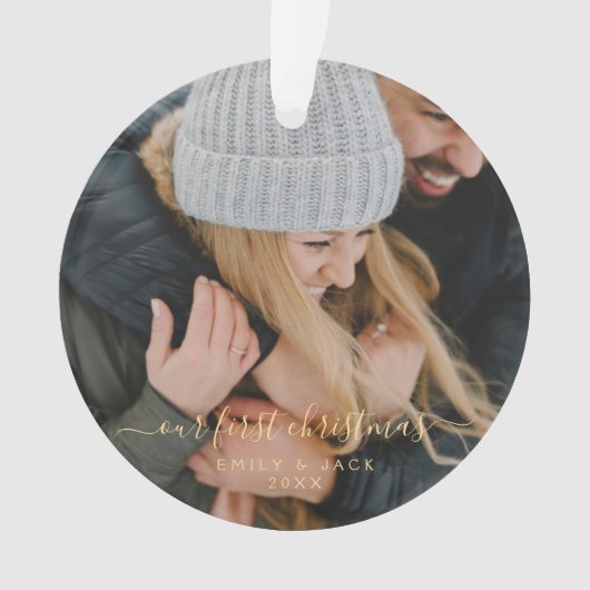 私たちの初めてのクリスマス手書写真 オーナメント (正面)