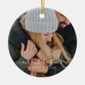 私たちの初めてのクリスマス手書写真 セラミックオーナメント (正面)