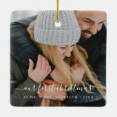 私たちの初めてのクリスマス手書写真 セラミックオーナメント (裏面)
