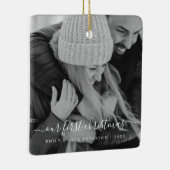 私たちの初めてのクリスマス手書写真 セラミックオーナメント (右)