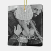 私たちの初めてのクリスマス手書写真 セラミックオーナメント (左)