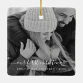 私たちの初めてのクリスマス手書写真 セラミックオーナメント (裏面)