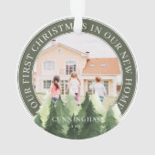 私たちの初めてのクリスマス新しいホームフォトキープサケ オーナメント (裏面)