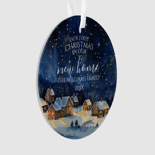 私たちの初めてのクリスマス新しいホームフォトナイト素朴 オーナメント (正面)