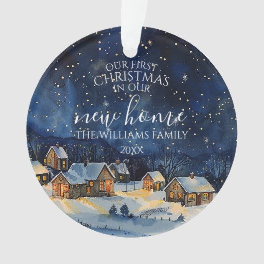 私たちの初めてのクリスマス新しいホームフォトナイト素朴 オーナメント (正面)
